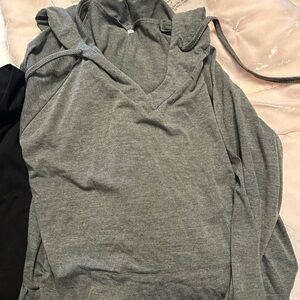 Maternity Grey V-Neck Lightweight Hoodie